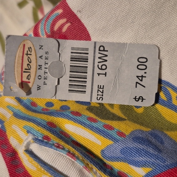 Talbots Petites women's size 16W fish & coral design wide leg pants, twill NWT - Picture 8 of 11